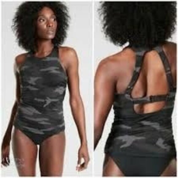 ATHLETA Freestyle Camo Tankini Top 36B 36C Bra Tank Support Wired Lined GUC - Picture 1 of 9